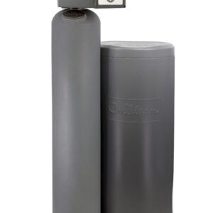 A gray Culligan water softener system with two tanks and a digital control head, on a white background.